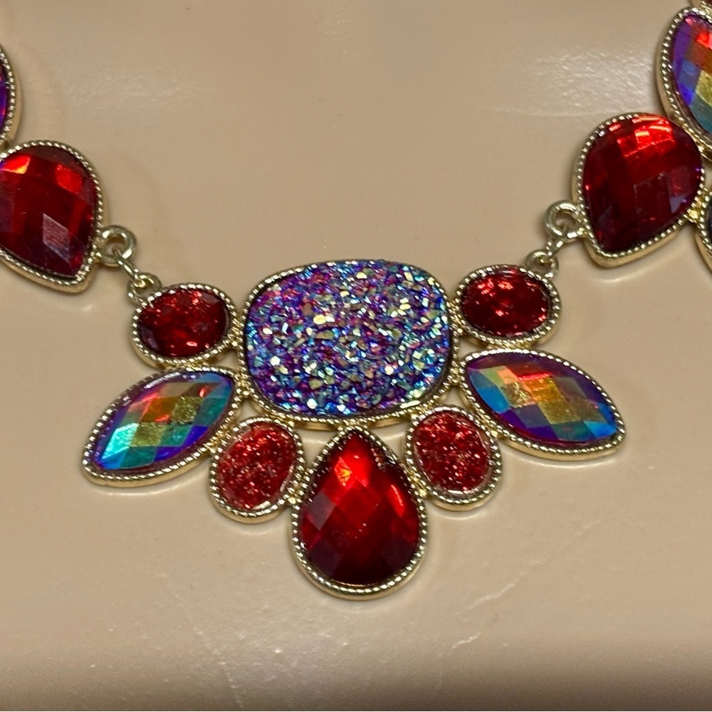 NWT❤️Macy’s Ruby & Azure Crystal Necklace - Picture 3 of 4